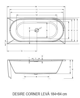 Акриловая ванна Riho Desire Corner Velvet Sparkle System LED B088004105 L 184x84см с аэромассажем белый матовый